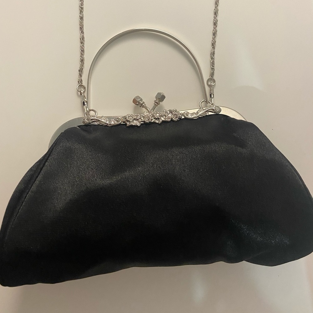 Bijoux Terner Vintage Black Purse Floral Design